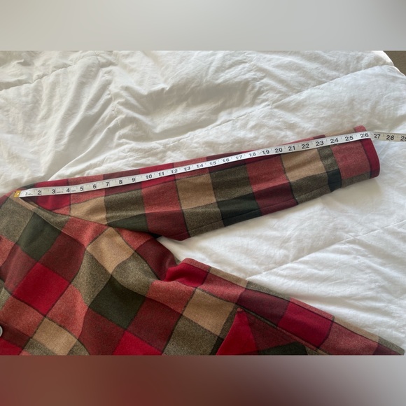 Vintage Pendleton 100% Virgin Wool Plaid Jacket Red Green Tan Button Front Coat - Picture 11 of 11